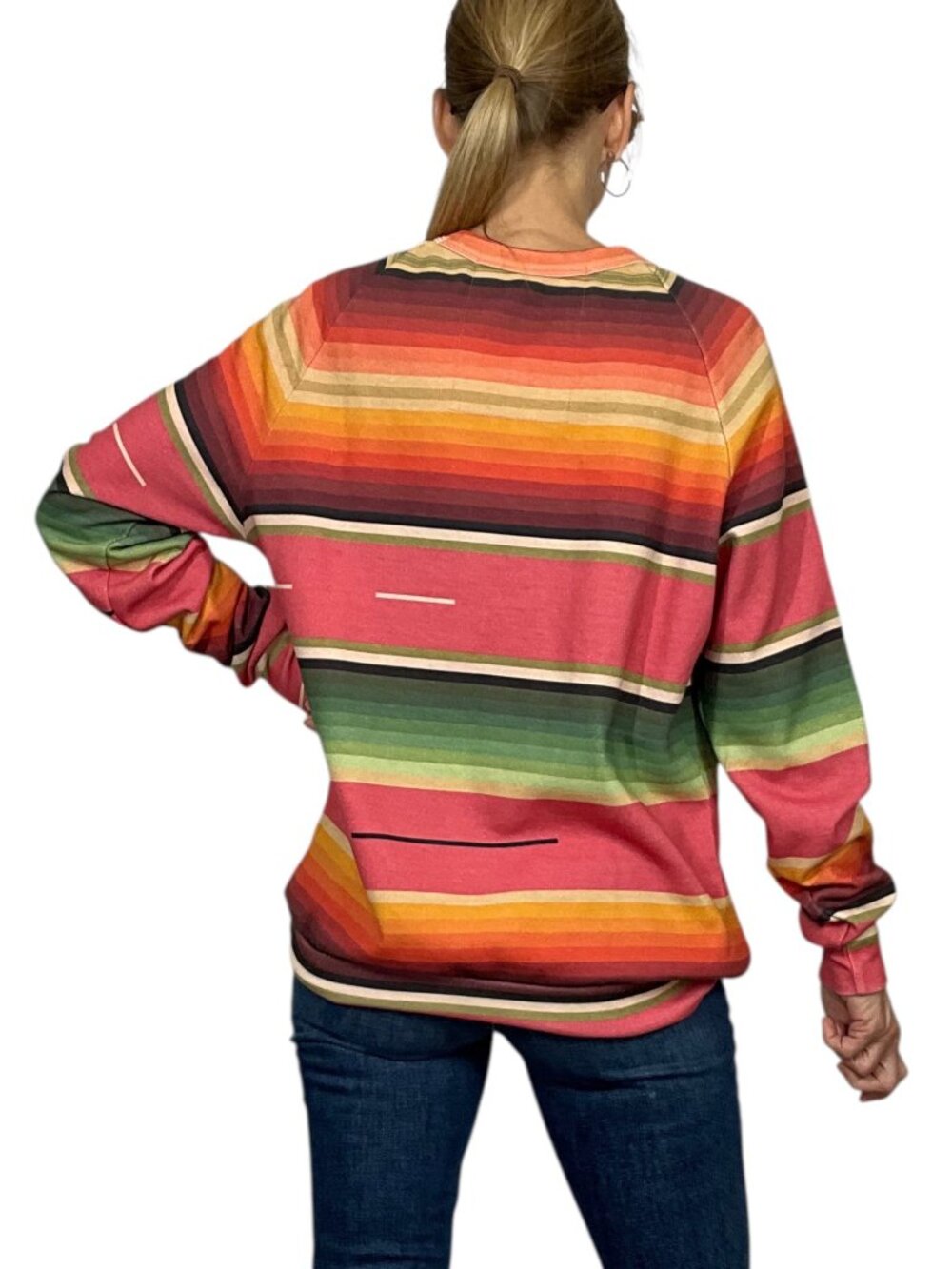 Aviator Nation Serape Bolt Stitch Sweatshirt L Striped Crewneck Long Sleeve - Picture 3 of 16